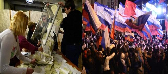 Dépouillement des bulletins de vote du référendum et scène de liesse le 16-mars2014 à Simferopol (PH/DR)