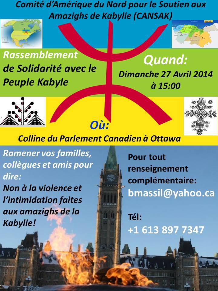 Rassemblement de Solidarité avec le Peuple Kabyle à la Colline du Parlement Canadien à Ottawa