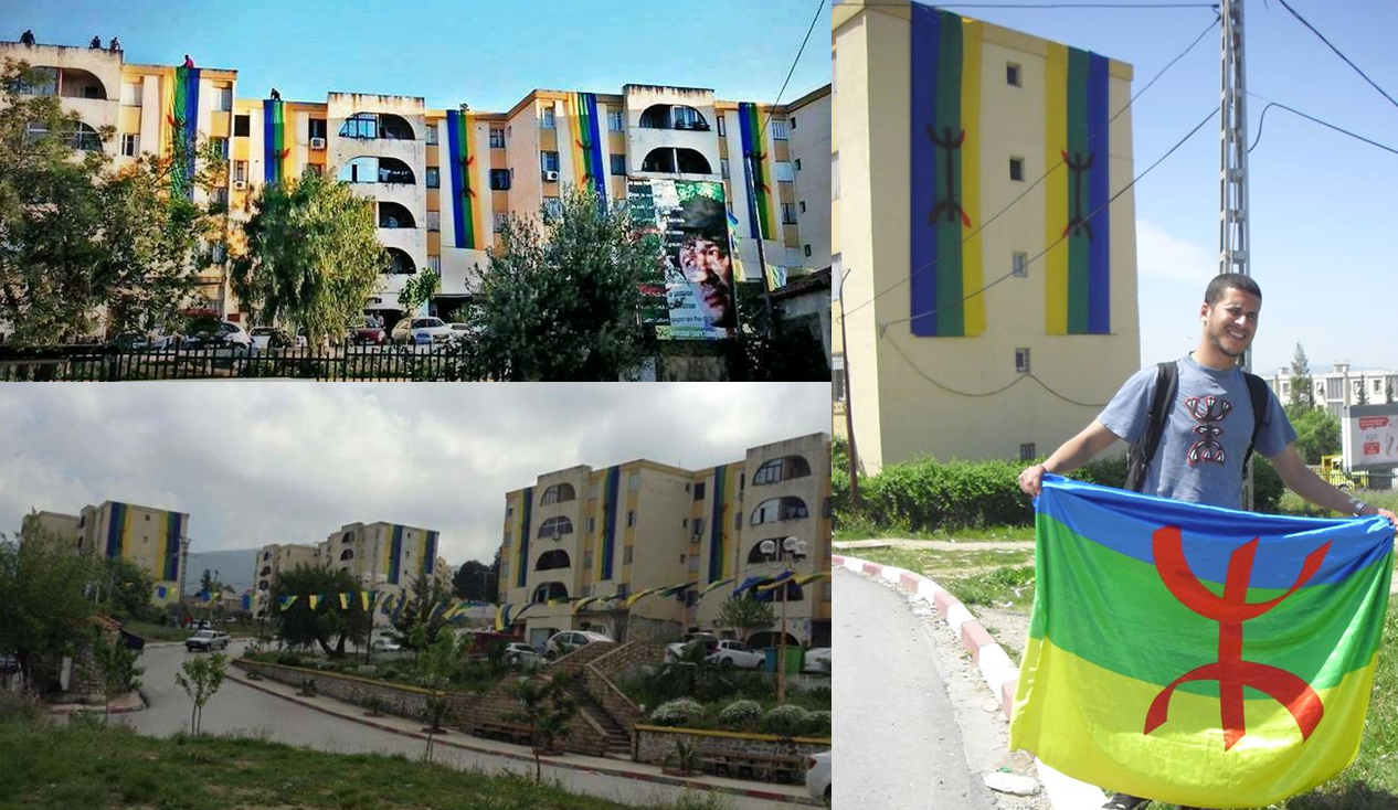 Iɛezzugen (Azazga) : une délagation du MAK se rend à la ville parée de drapeaux amazighs