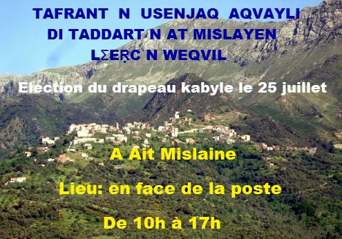 Prochaine session de l'élection du drapeau kabyle le 25 juillet à Ait Mislaine