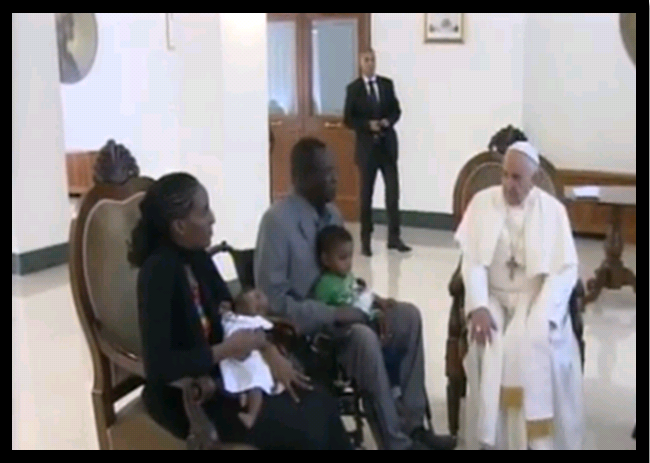 Rencontre de la famille de Mariam Ishag avec le Pape François (PH/ DR)