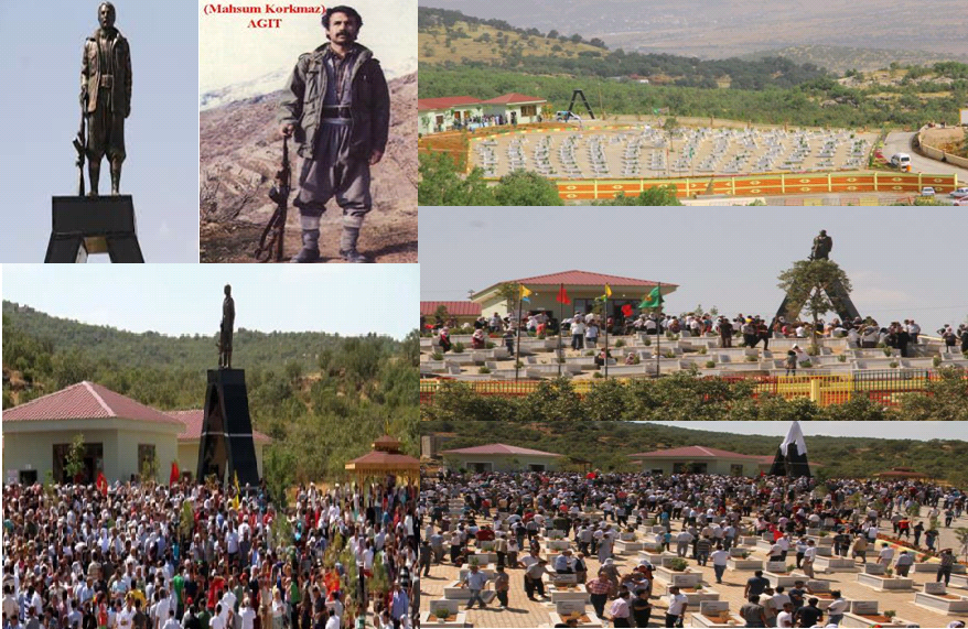 La statue du commandant Mahsum Korkmaz a été érigée dimanche dernier dans le cimetière des martyrs du PKK, à l'occasion du 30ème anniversaire du début de l'insurrection kurde dans le Kurdistan de Turquie (PH/DR)
