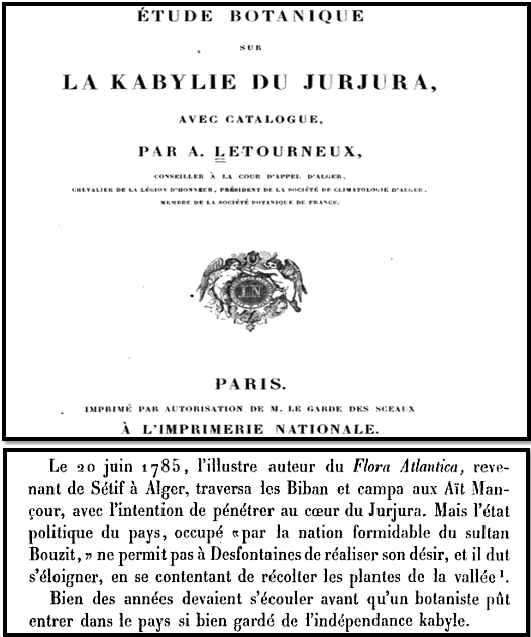 Téléchargement gratuits de livres anciens sur la Kabylie:  récit de voyage «A travers la Kabylie»  et «Étude botanique sur la Kabylie du Jurjura»,