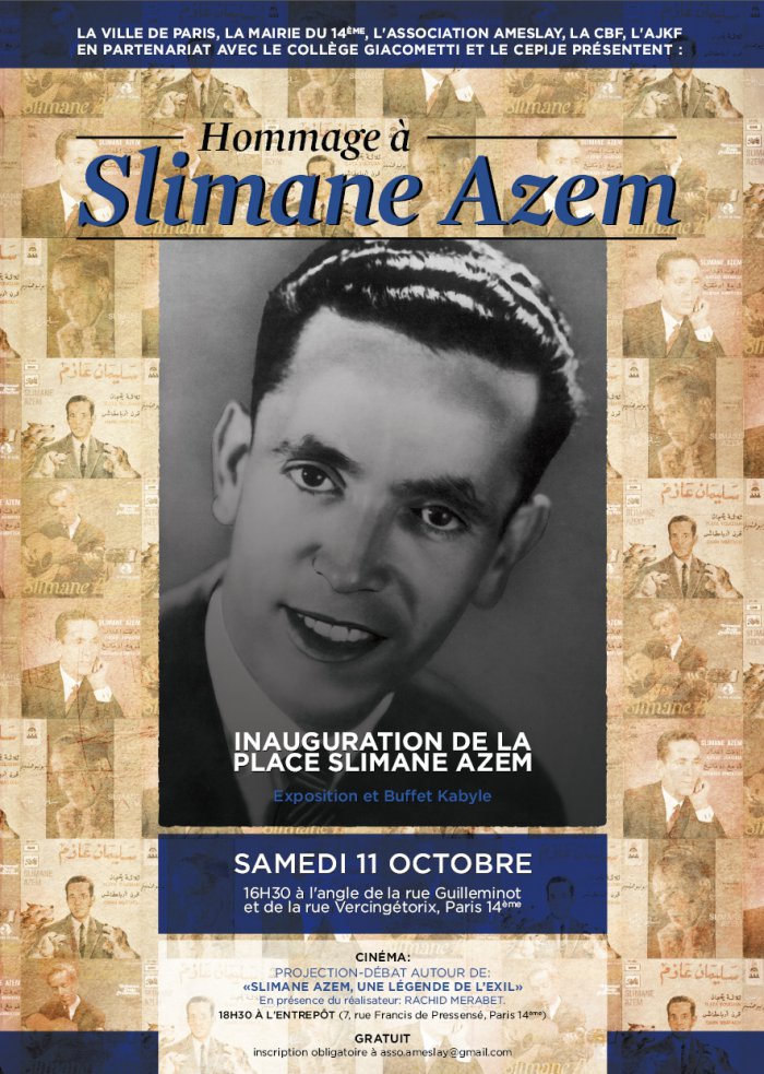 PARIS / Inauguration d’une place au nom de Slimane Azem dans le 14ème arrondissement, ce samedi 11 octobre.