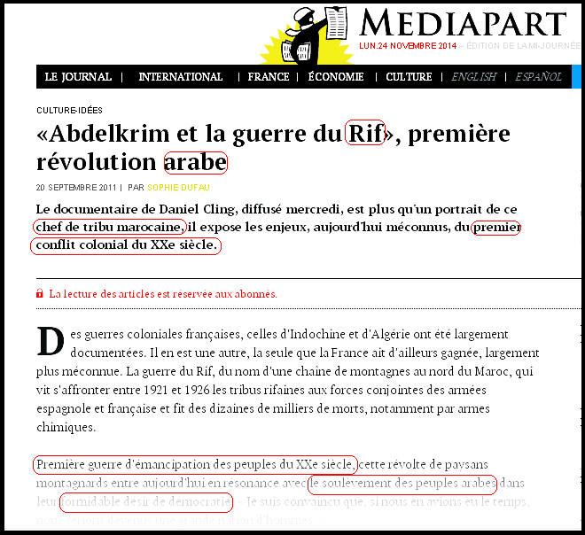 Qui l'aurait cru : Médiapart se met au négationnisme et qualifie la guerre du Rif de première révolution "arabe"