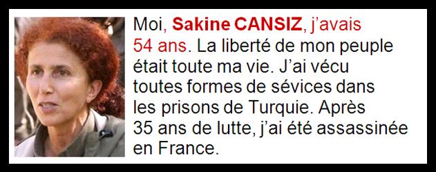 9 et 10 janvier / Marches pour Sakine, Fidan et Leyla : 3 militantes kurdes exécutées à Paris...en toute impunité