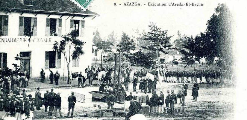 Exécution publique d'Arezki Lvachir. "Carte postale" de l'époque ( PH/DR)