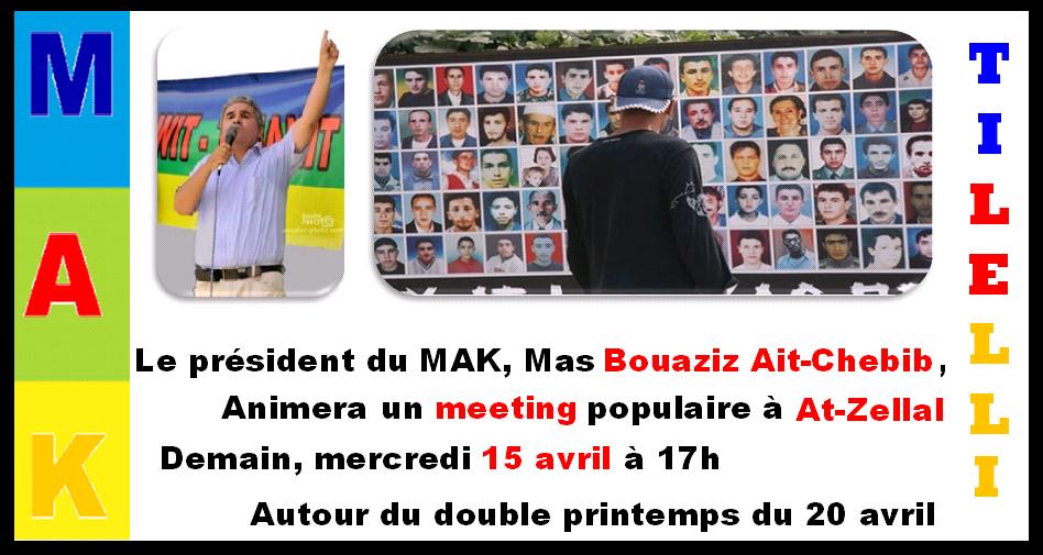 Le président du MAK anime demain mercredi 15 avril un meeting à Ait Zellal