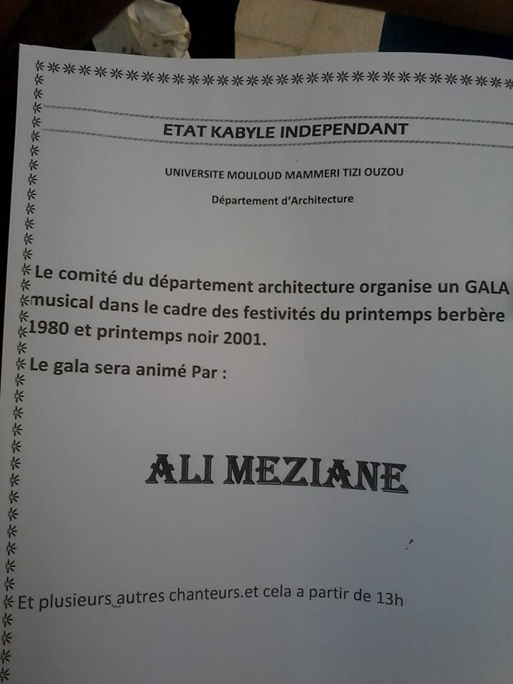 Université Mouloud Mammeri de Tizi Ouzou: Les étudiants du Campus de Tamda  honorent la Kabylie et son drapeau