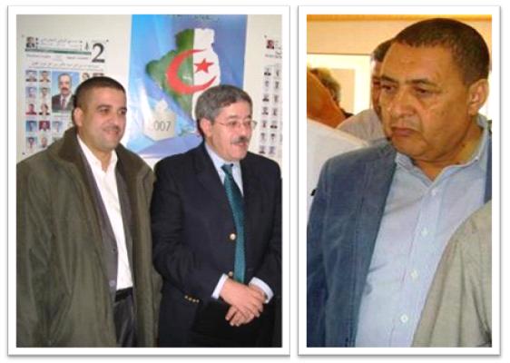 Tayeb Mokadem (à gauche avec Ouyehia) est un  «kabyle» connu à Tizi-Ouzou pour avoir la haute main sur le trafic du fameux formulaire à 3 volets qui attribue une fausse reconnaissance de maquisard. Quant à M. Merad (à droite) en tant que représentant d’un Etat colonial, il est dans son rôle de dépersonnalisation et de déstructuration du peuple kabyles.(PH/DR)