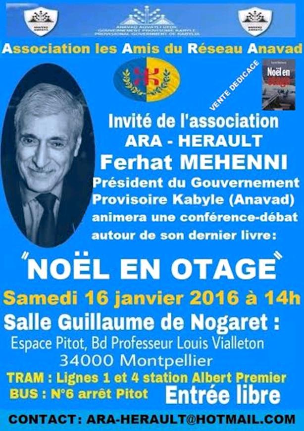 Montpellier / Conférence-débat avec Ferhat Mehenni le 16 janvier 2016