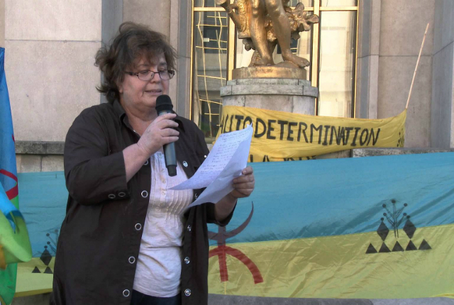 Le Dr. Malika Baraka au Trocadéro lors de l'hommage rendu à Hervé Gourdel par le Réseau ANAVAD, le 27/09/2014 (PH/SIWEL)