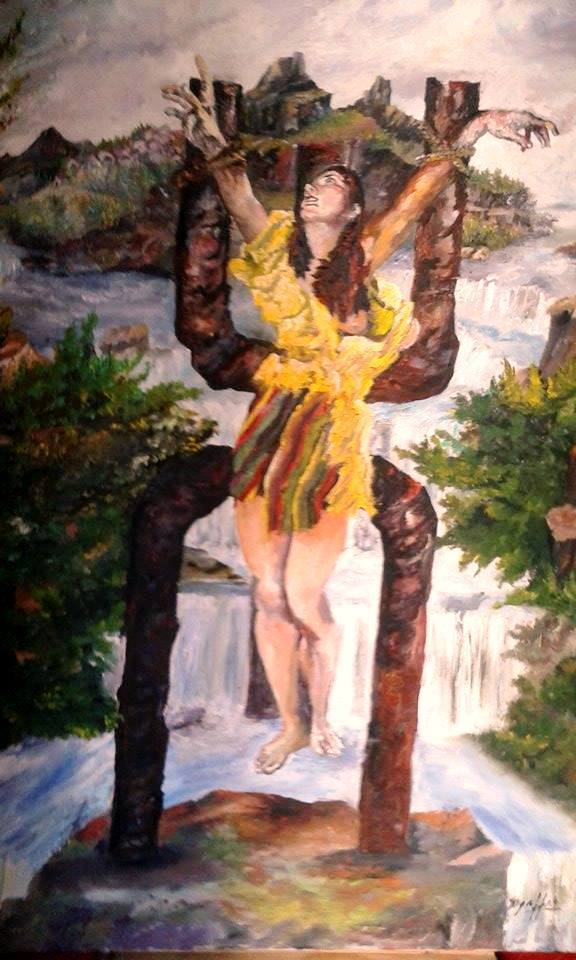 "La kabyle crucifiée", peinture de Djaffar Benmesbah