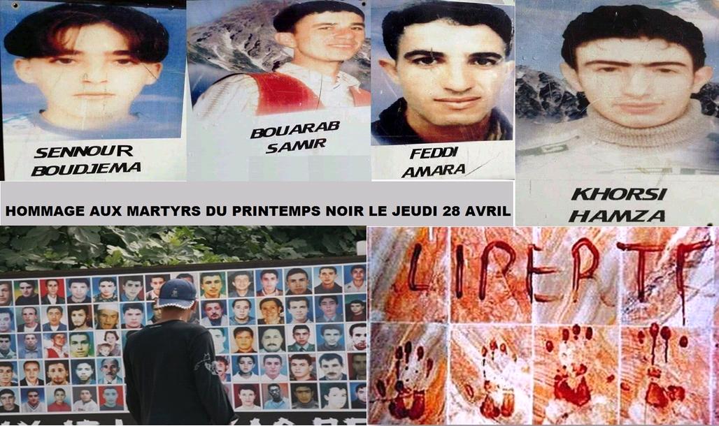 Hommage aux martyrs du printemps noir demain à Iwadiyen (Ouadhias)