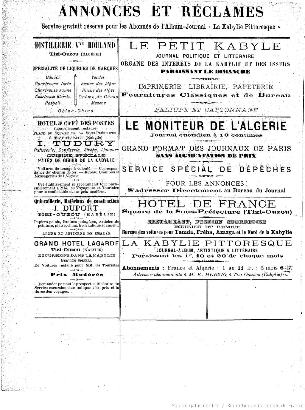 " La Kabylie pittoresque " N°3 _ 20 Mars 1887