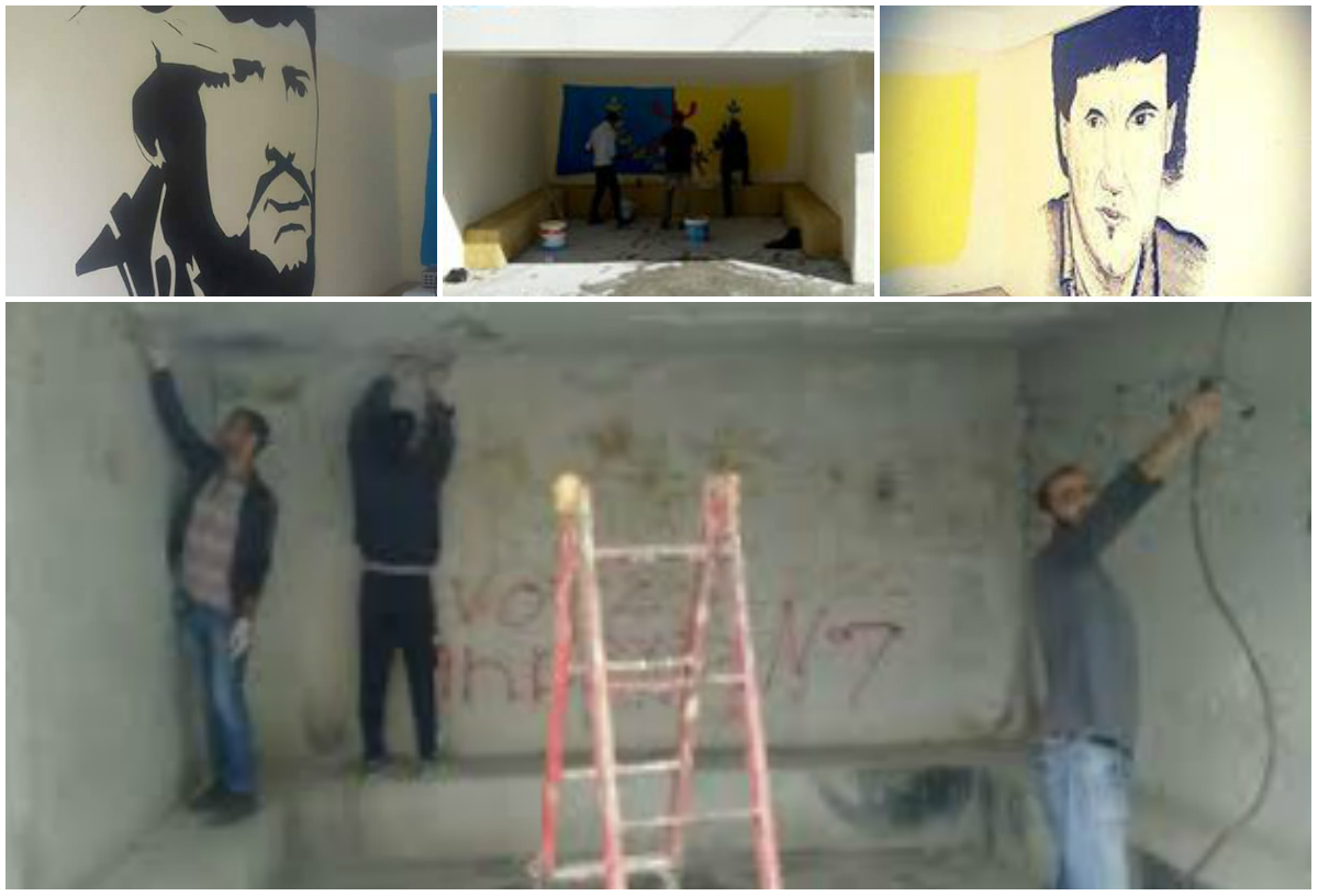 Les souverainistes kabyles à l'oeuvre pour embélir cet abris bus de Attouche ( PH/SIWEL)