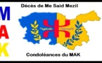 Décès de Me Said Mezil : Condoléances du MAK