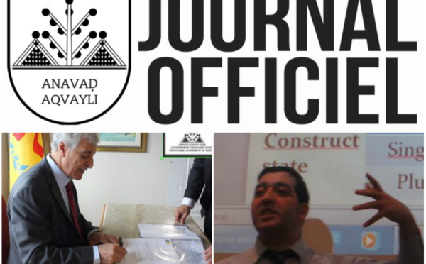 Décret GZM N° 2016/09/ASAN/01 portant nomination du ministre de la Langue et de la Culture kabyles (Journal officiel)