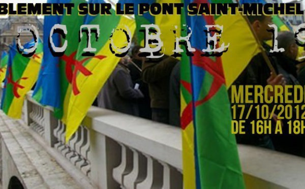 Hommage aux victimes kabyles des évènements d’Octobre 1961 : rassemblement aujourd'hui (mercredi) sur le Pont Saint-Michel, de 16 à 18h
