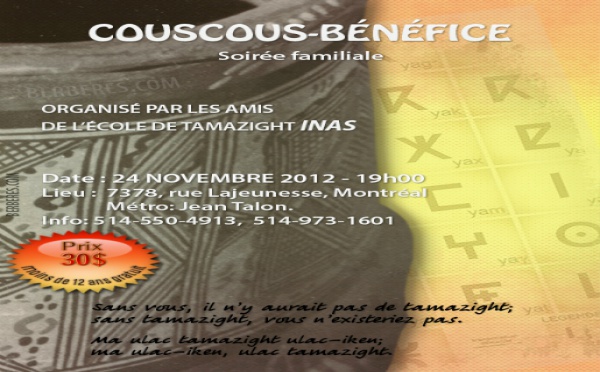 Tamazight : un couscous-bénéfice pour sauver l'école Inas de Montréal