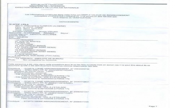 Elle est placée au consulat de Pontoise  : La Fille de Abdelhamid Si Affif arrêté pour vol à l'étalage en France