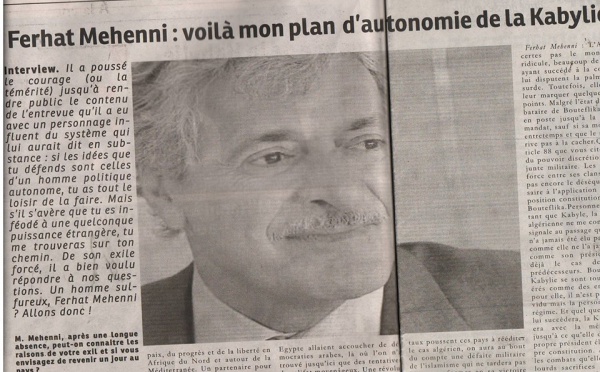 ANAVAD : Entretien du président du GPK Mass Ferhat Mehenni au quotidien La cité. 