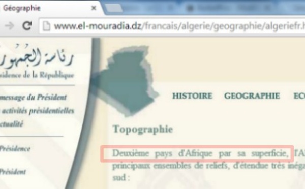 Bouteflika pense que l'Algérie est toujours le 2ème pays d'Afrique par sa superficie
