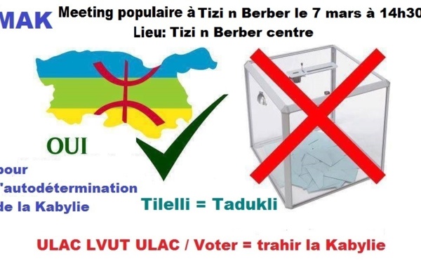 Activités du MAK : meeting le 07 mars à Tizi N-berber