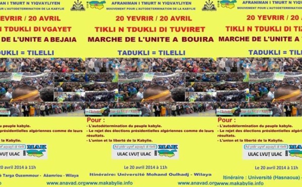 Le MAK anime deux meetings populaires le samedi 05 avril : Sidi Aich à 11h, Taskriout à 17h.