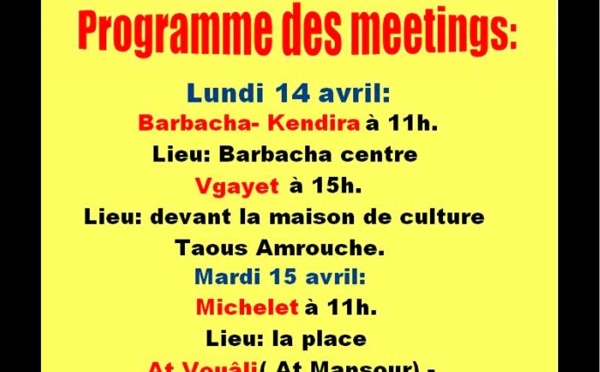 Le MAK annonce une nouvelle série de meetings avant le 17 avril et prépare activement les marches du 20 avril.