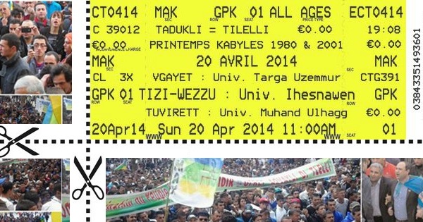 Printemps kabyles de 1980 &amp; 2001 : agenda de la journée du 20 Avril 2014