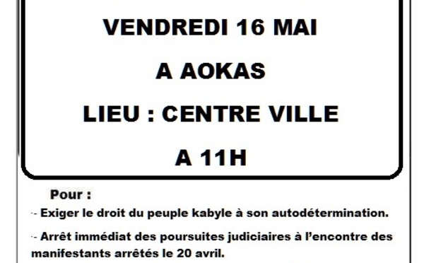 Le MAK organise un  meeting populaire  le vendredi 16 mai à Aokas