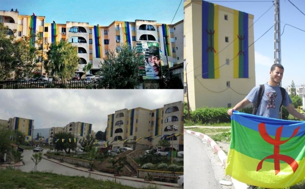 Iɛezzugen (Azazga) : une délagation du MAK se rend à la ville parée de drapeaux amazighs