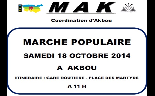 Kabylie / La coordination MAK d'Akbou appelle à une marche le 18 octobre