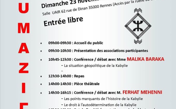 Conférence-débat avec Ferhat Mehenni autour de l'autodétermination de la Kabylie, le 23 novembre à Rennes  