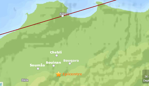Le nord de l'Algérie secoué par un séisme de M 4,8 (USGS) (actualisé)