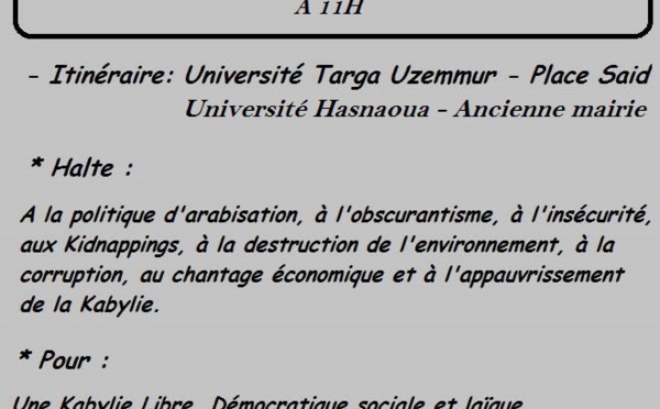 Yennayer 2965 /12 janvier 2015 : le peuple kabyle  marchera à Vgayet et Tizi-Wezzu