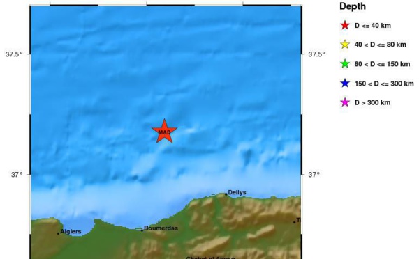 Kabylie : Séisme de ML 2.8 au large de Dellys