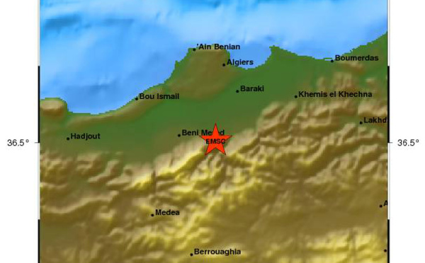 Algérie : Séisme de ML 4.7 au sud d'Alger