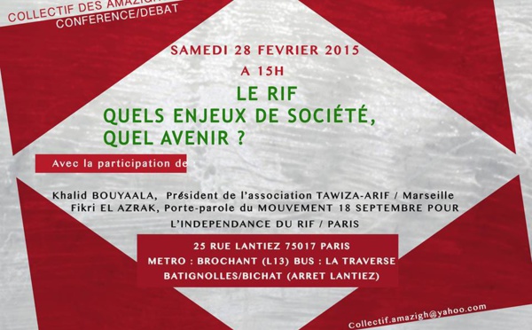 Conférence débat  samedi 28 février à 15h / LE RIF : Quels enjeux de société, quel avenir ?
