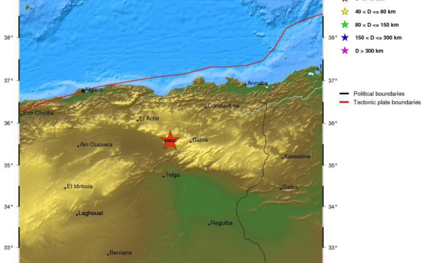 Les Aurès de nouveau secoués par un séisme de M 4,7 (USGS)