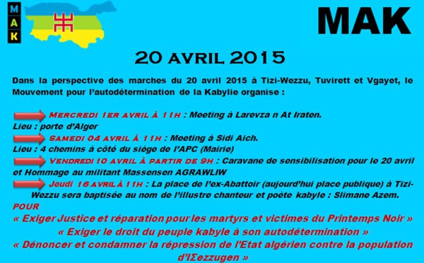Préparation de la marche du 20 avril : meetings et caravanes au programme du MAK.
