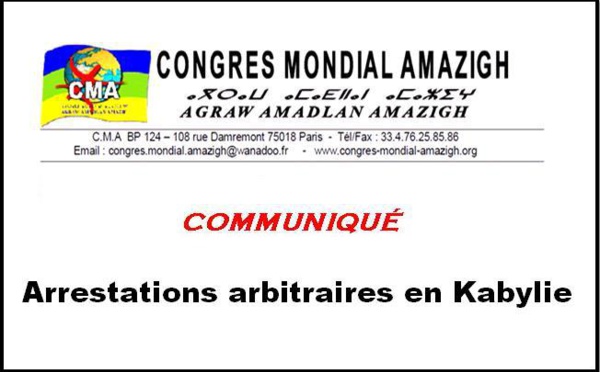 Communiqué du CMA  après  les arrestations arbitraires en Kabylie