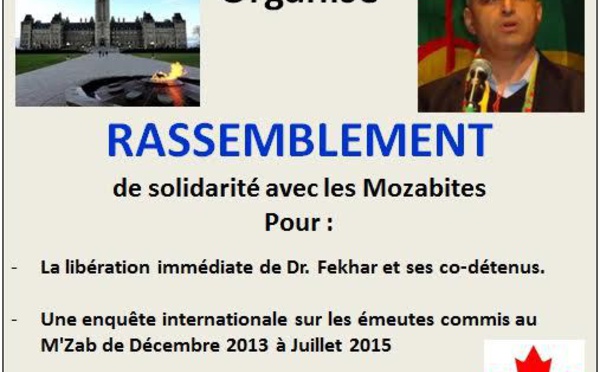 Rassemblement de solidarité avec les Mozabites Devant la colline parlementaire à Ottawa: Samedi 18 Juillet 2015 à 14h00.