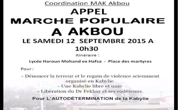Malgré les menaces et les appels aux meurtres, la direction et la coordination d’Akbou du MAK maintiennent l’appel à la marche du 12 septembre 