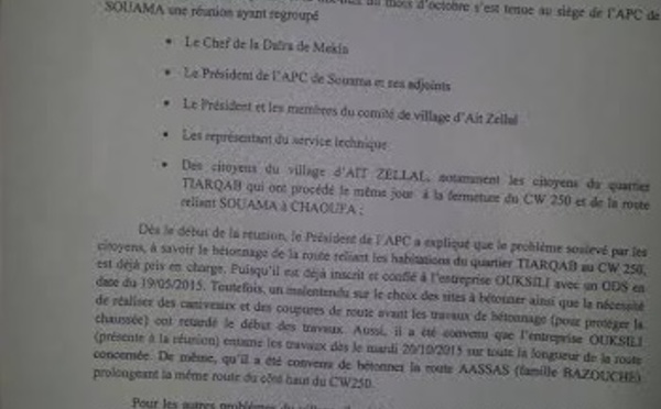 Commune de Souama: Les habitants d’At Zellal en colère