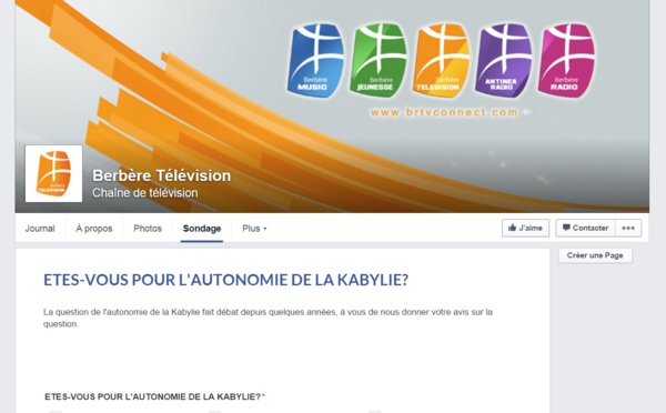 La BRTV dément avoir mis en ligne un sondage sur l'autonomie de la Kabylie