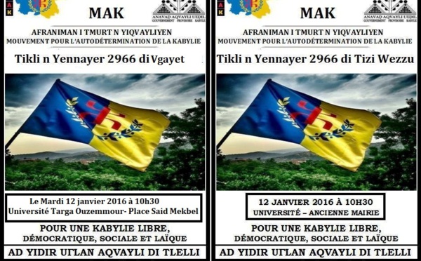Yennayer 2966 : Le MAK marchera à Vgayet et Tizi Wezzu le 12 janvier