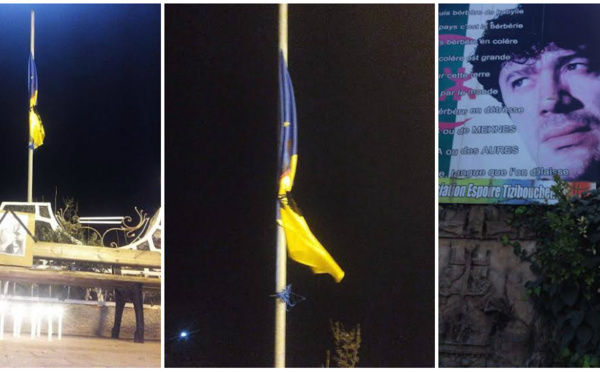 Drapeaux kabyles en berne à la mémoire de Hocine Ait Ahmed