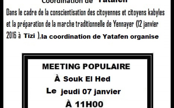 Yatafen : Le MAK anime un meeting populaire le jeudi 07 janvier à Suqq Lhed